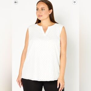 41 Hathorn Women Plus Size Split Neck Sleeveless Textured Blouse, White 3X
